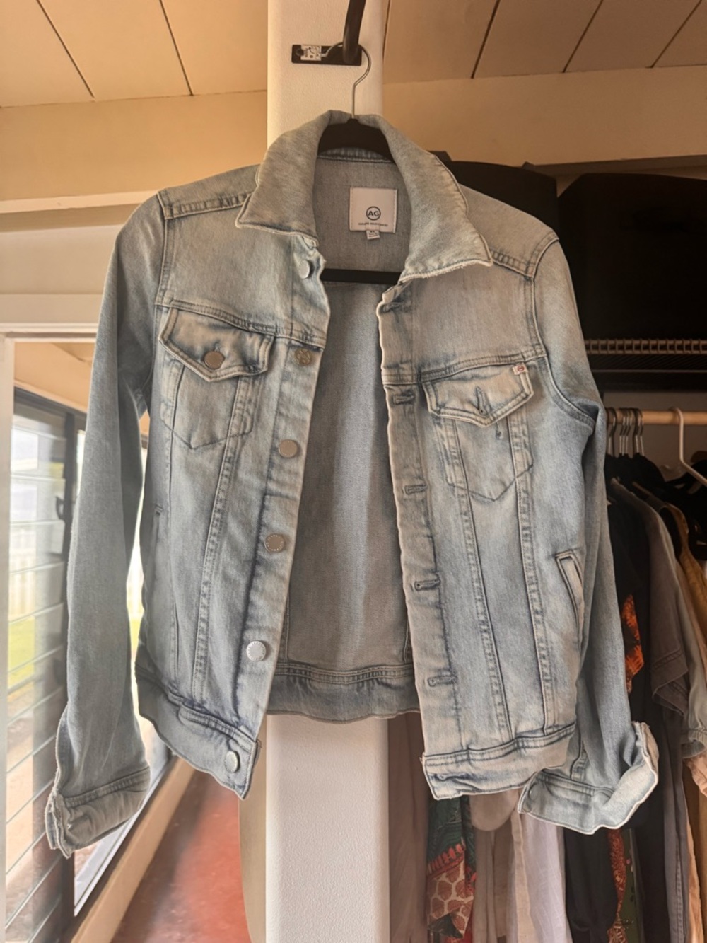 Ag Adriano Goldschmied Light Wash Blue Jean Jacket